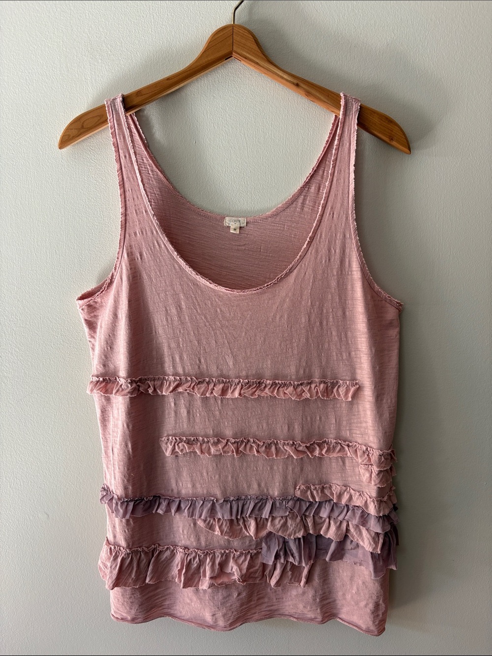 J Crew Ruffled Silk Cotton Tank Pink Size Medium